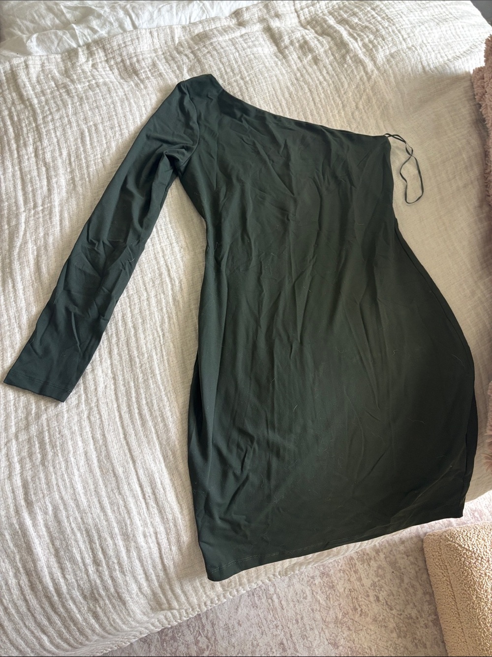 Susana Monaco One-Shoulder Dark Green Bodycon Dress